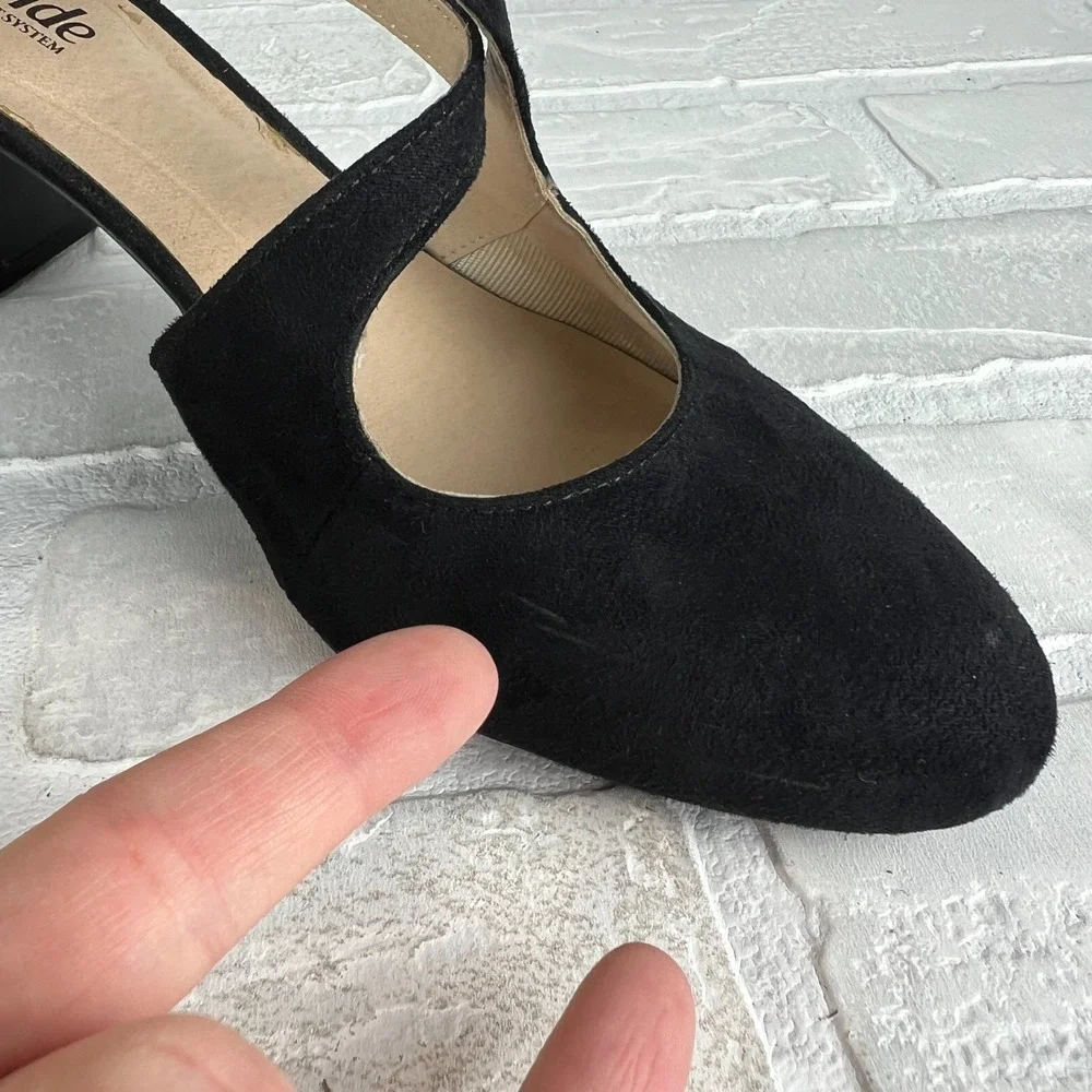 LifeStride Heels Pumps Womens 8.5‎ Tracy Black Suede Strappy Block Heel Classy